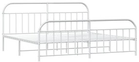 Estrutura de cama com cabeceira e pés 200x200 cm metal branco