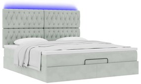 Estrutura cama otomana colchões 180x200cm veludo cinzento claro