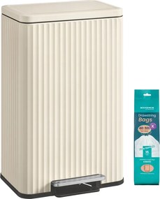 Caixote do lixo 50L com pedal e fecho suave 40,3 x 33,6 x 62,5 cm Creme