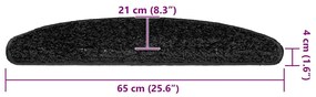 Tapetes de escadas 30 pcs 65x21x4 cm preto