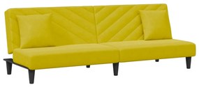 2 pcs conjunto de sofás com almofadas veludo amarelo