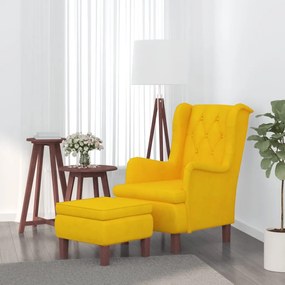 vidaXL Poltrona com banco veludo amarelo mostarda