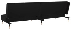 Sofá-cama de 2 lugares veludo preto