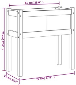 Vaso/floreira jardim c/ pernas 70x31x70 cm pinho maciço branco