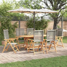vidaXL Conjunto de Jantar para Jardim de 7 Peças Cinza em Madeira Sólida de Acácia e Polyrattan