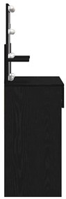 Mesa de Maquiagem vidaXL com LED Carvalho Preto 100x40x130 cm