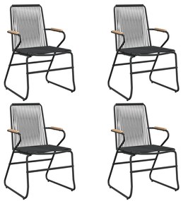 Conjunto de jantar para jardim 5 pcs vime PVC preto