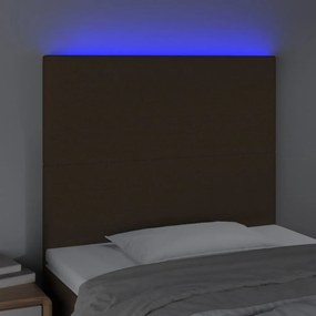 Cabeceira de cama c/ luzes LED tecido 80x5x118/128cm castanho