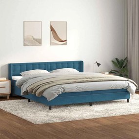 vidaXL Cama com molas/colchão 180x210 cm veludo azul-escuro