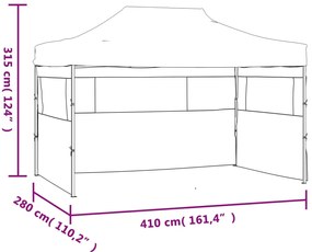 Tenda dobrável profissional festas 3 paredes 3x4m aço branco