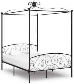 vidaXL Estrutura de cama com dossel 120x200 cm metal preto