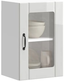 Armário de parede cozinha porta vidro Lucca branco brilhante