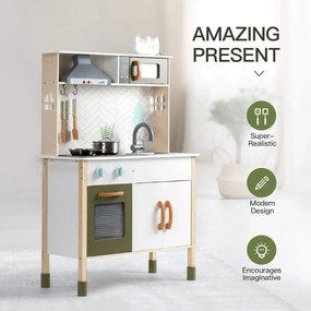 Cozinha de Brincar Infantil de Madeira 103 × 70 × 29,5 cm Gato