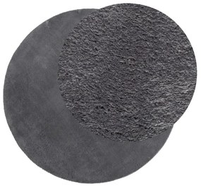 Tapete pelo curto macio e lavável HUARTE Ø 80 cm antracite