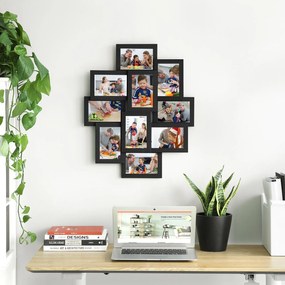Colagem de molduras para 10 fotografias, preta
