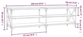 Móvel de TV 160x40x50 cm derivados de madeira cinzento sonoma