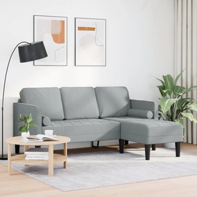 Sofá em L 3 lugares vidaXL Cinzento claro 160 cm em Tecido