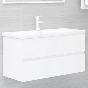 Armário de lavatório 90x38,5x45 cm contraplacado branco