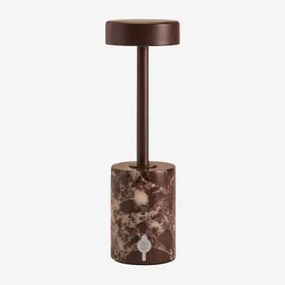 Lâmpada De Mesa Led Sem Fios Em Ferro E Pedra Natural Arianny Mármore Vinho Tinto - Sklum