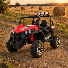 Carro elétrico para Crianças 2 Lugares Grand Buggy 4x4 LIFT 2x12V Rodas Espuma EVA, Assento couro ecológico Vermelho
