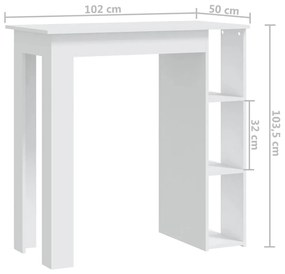Mesa de Bar Turpe com 3 Prateleiras de 102 cm - Branco - Design Modern