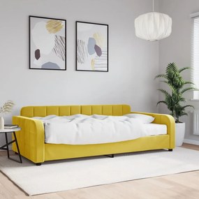 vidaXL Sofá-cama com colchão 100x200 cm veludo amarelo