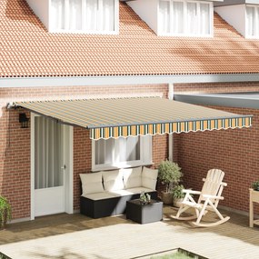 Toldo Retrátil Manual vidaXL Verde e Amarelo 400x350 cm