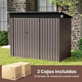 Abrigo exterior, de ferramentas com 2 portas e telhado para jardim, pátio 235 x 117 x 185 cm cinza claro