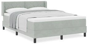 Cama Box Spring vidaXL com Colchão Cinza-Claro 140x190 cm Veludo