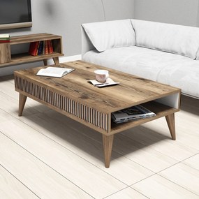 Mesa de Centro Tribal – Nogueira e Branco (105 x 34,6 x 60 cm) | Elegâ