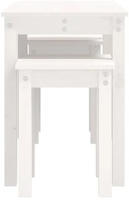 Mesas de encastrar 3 pcs madeira de pinho maciça branco