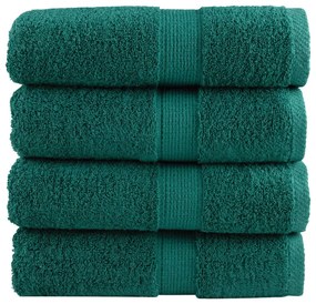 vidaXL Toalhas de rosto premium SOLUND 4 peças verde 30x30 cm 600 g/m²