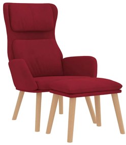 Cadeira de descanso com banco veludo vermelho tinto