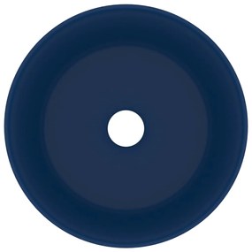 Lavatório luxuoso redondo 40x15cm cerâmica azul-escuro mate