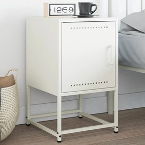 vidaXL Mesa de cabeceira 36x39x60,5 cm aço branco