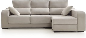 Sofá Chaiselongue Zafiro 3 Plazas Tela Antimanchas Color Beige - Izquierda