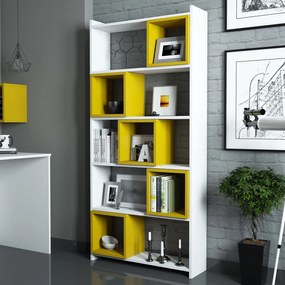 Estante Box – Branco e Amarelo – 80x170x22 cm