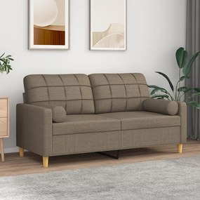 vidaXL Sofá 2 lugares c/ almofadões 140 cm tecido cinza-acastanhado
