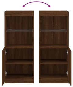 Aparador com luzes LED 41x37x100 cm carvalho castanho