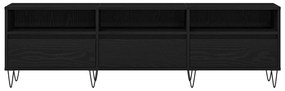 Armário de TV vidaXL Preto Carvalho 150x30x44,5 cm Madeira engenheirad