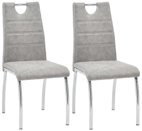 vidaXL Cadeiras de jantar 2 pcs couro artificial cinzento-claro