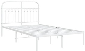 Estrutura de cama com cabeceira 120x190 cm metal branco