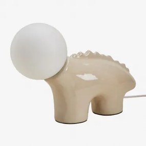 Candeeiro De Mesa Em Cerâmica Com Bola De Cristal Maloa Tapioca Bege - Sklum