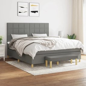 vidaXL Cama com molas/colchão 180x200 cm tecido cinzento-escuro