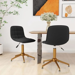 vidaXL Cadeiras de jantar giratórias 2 pcs veludo preto