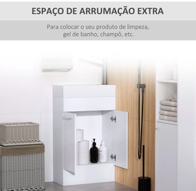 Móvel de Casa de Banho com Lavatório Cerâmico Móvel de Casa de Banho de Parede com 2 Portas Estilo Moderno 50x86x25cm Branco