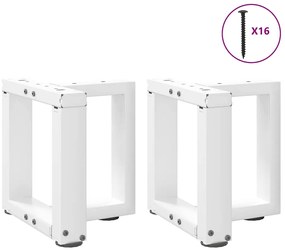 Pés para mesa de centro em forma de T, 2 peças, branco, 30x25x(30-31)
