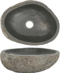 146212 vidaXL Lavatório de pedra do rio oval (29-38)x(24-31) cm