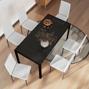 Conjunto de 6 Cadeiras de Sala de Jantar Estofadas em Linho com Pernas em Metal (MESA NÃO INCLUÍDA) Cadeiras Modernas para Cozinha Quarto Suporta até