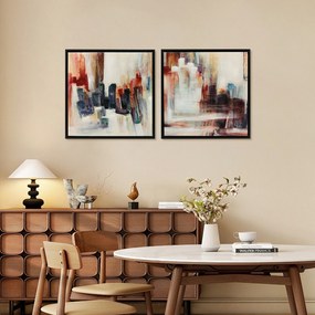 Quadros em Tela Abstractos 40x40 cm 2 Peças Quadros de Arte de Parede Emoldurados Decoração Moderna Multicolor